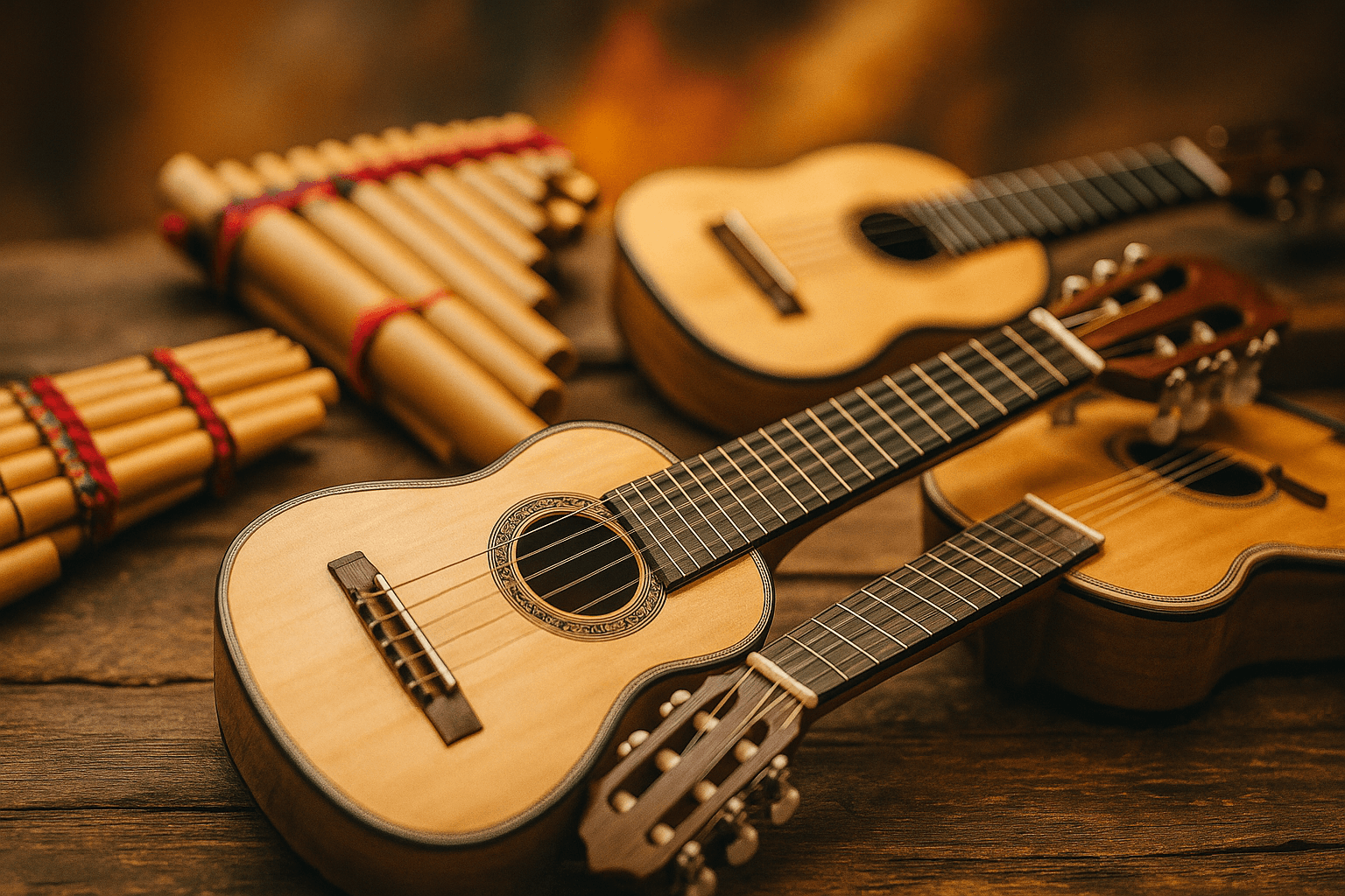 Artesano trabajando instrumentos andinos